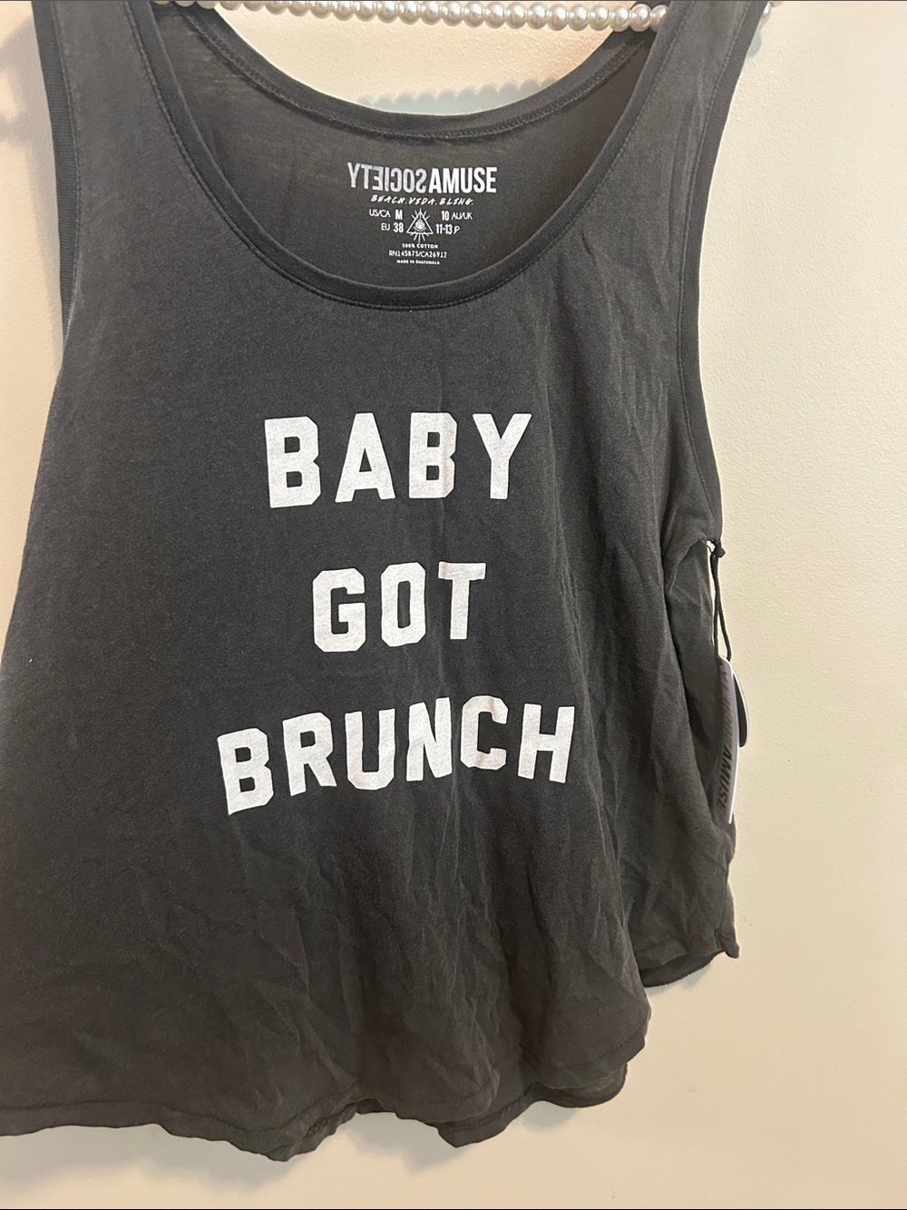 NEW Amuse Society Baby Got Brunch Graphic Tank Top Medium
